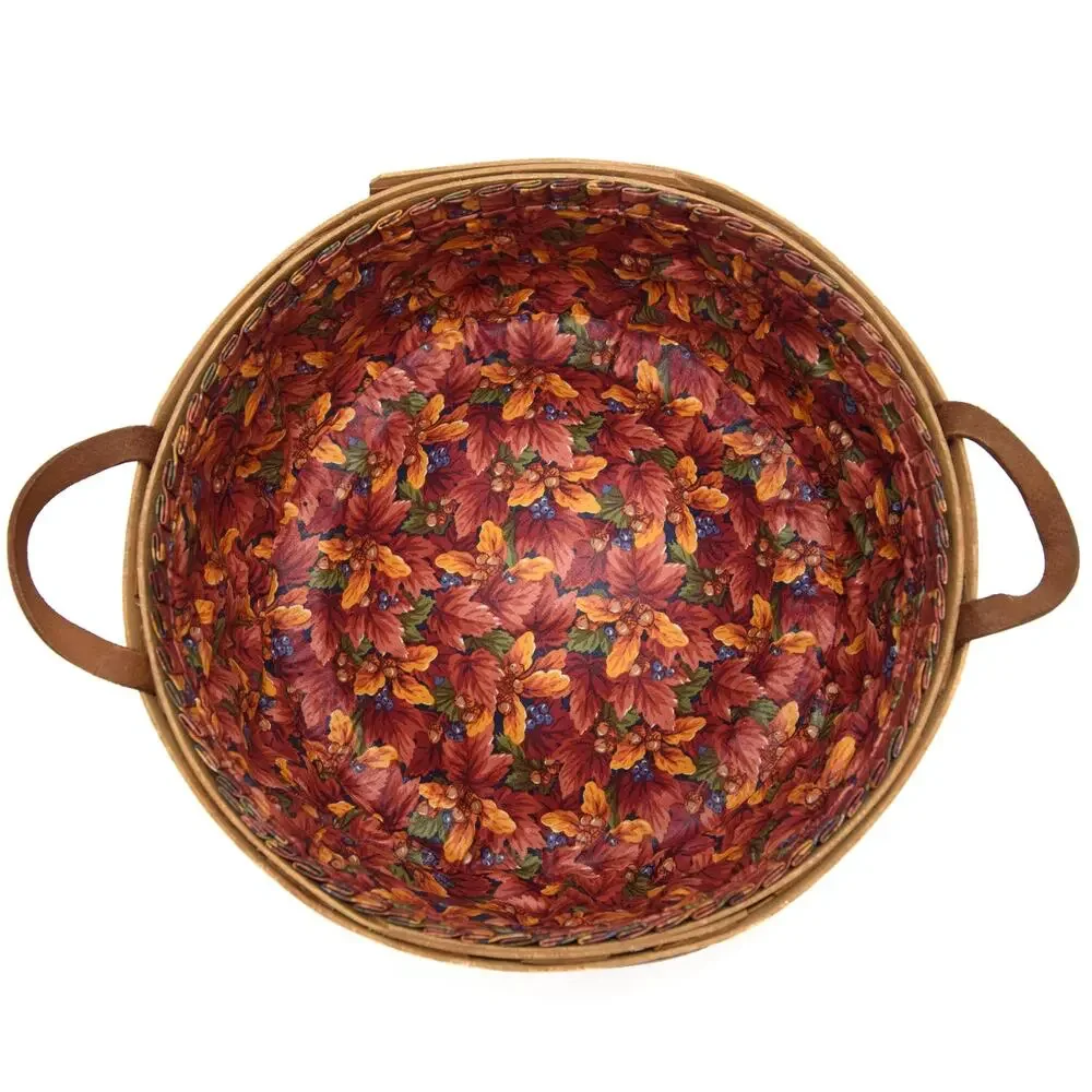 Longaberger 1995 Large Round Harvest Basket Handles Liner & Plastic Protector